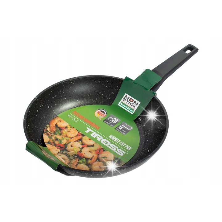 Tigaie Tiross 26cm, márvány, tapadásmentes, indukciós és gáz főzőlapokhoz