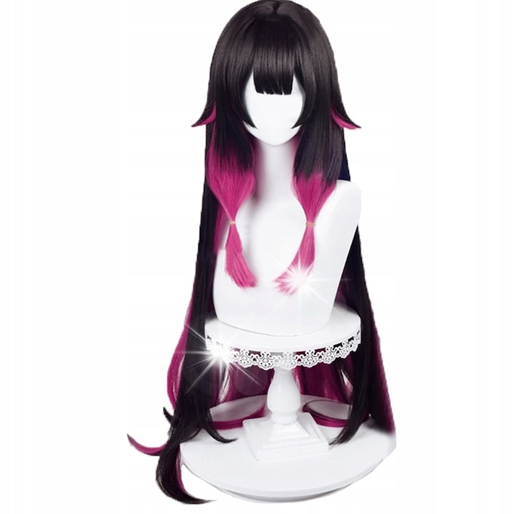 Peruca cosplay Genshin Impact Fatui Columbina, doua culori, lungime 100cm, cu retea ajustabila