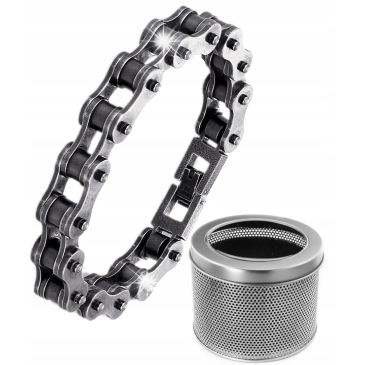 Férfi karkötő, DKM, motor lánc modell, 22.5 cm