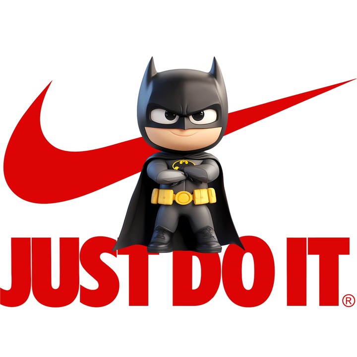 Sticker Adeziv Cu Batman, Cu Textul "Nike Just Do It" - Design 8, cu Margini Albe, PVC Vinyl 60CM