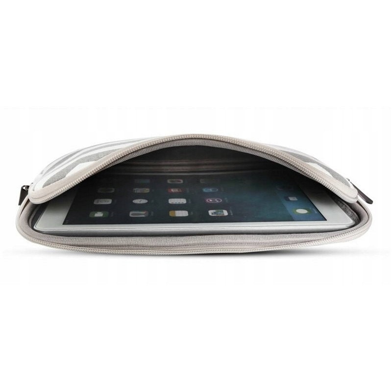 Husa laptop / etui DKM universala pentru 12,5-13,5 inch, textil cu interior din plus, rezistenta la apa si la zgarieturi, gri/alb, 33.5x23.5x1.5 cm