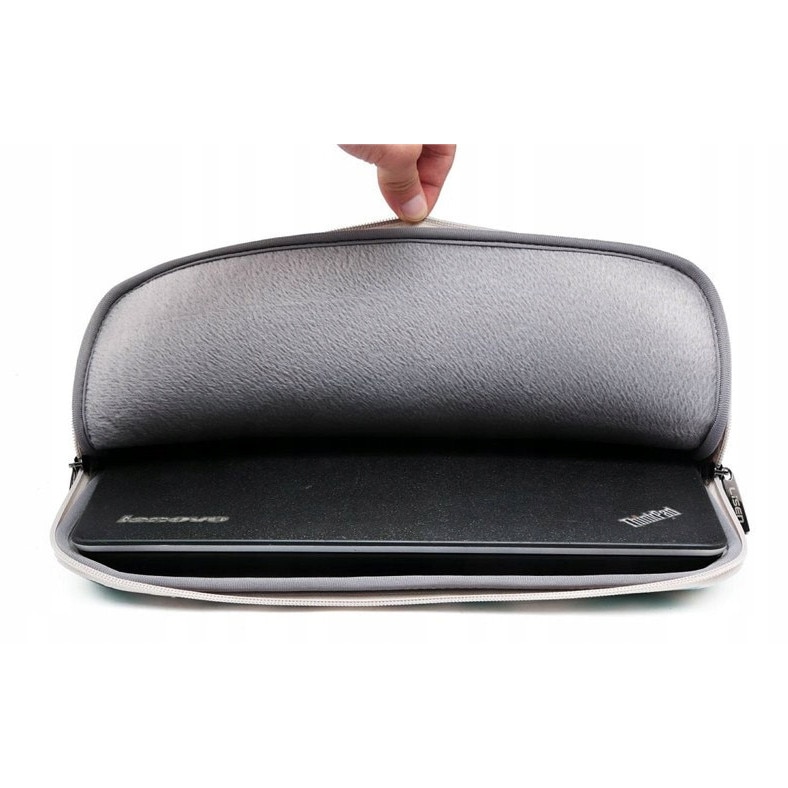 Husa laptop / etui DKM universala pentru 12,5-13,5 inch, textil cu interior din plus, rezistenta la apa si la zgarieturi, gri/alb, 33.5x23.5x1.5 cm