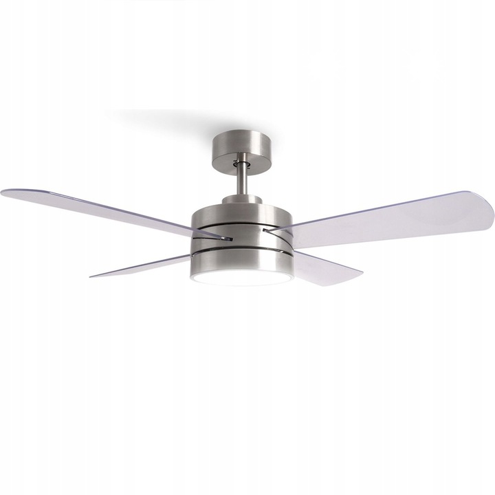 Ventilator de tavan, Create, FLOWIND, 88W, 3 viteze, iluminare LED, 132 cm, telecomandă, Argintiu