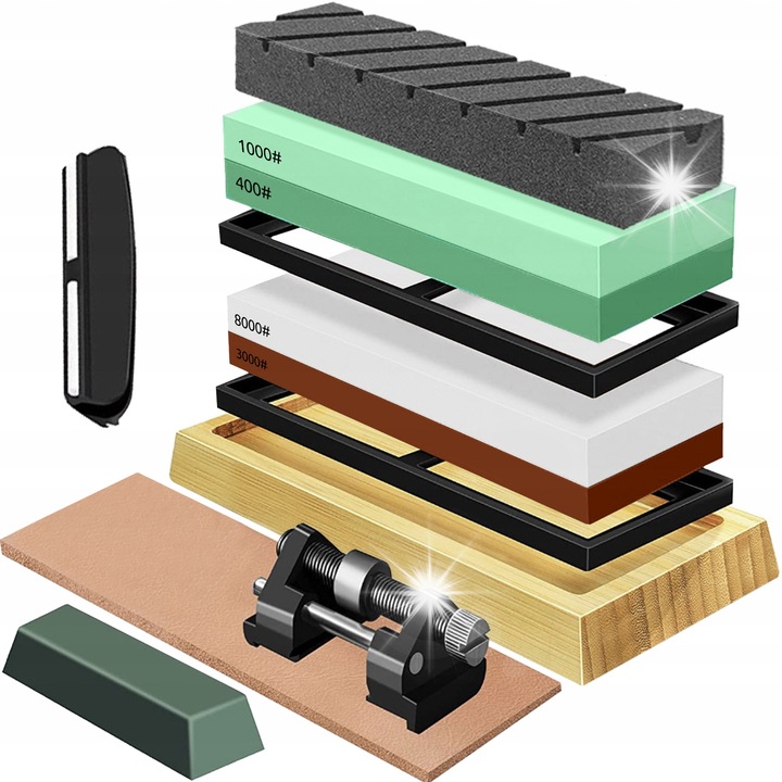 Ruhhy késélező készlet, 9 darabos, 4 fokozatú, többszínű, 18x6x2,8cm