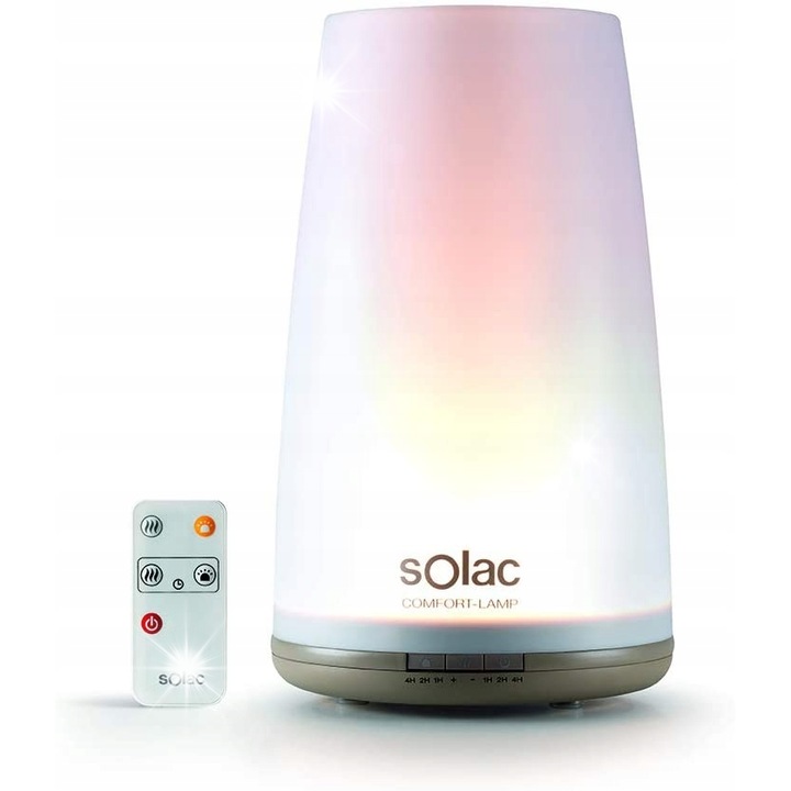 Difuzor de aroma ultrasonic cu lampa Solac, 2 intensitati, 1.8L, 21.2x21.2x33.8cm, cu telecomanda