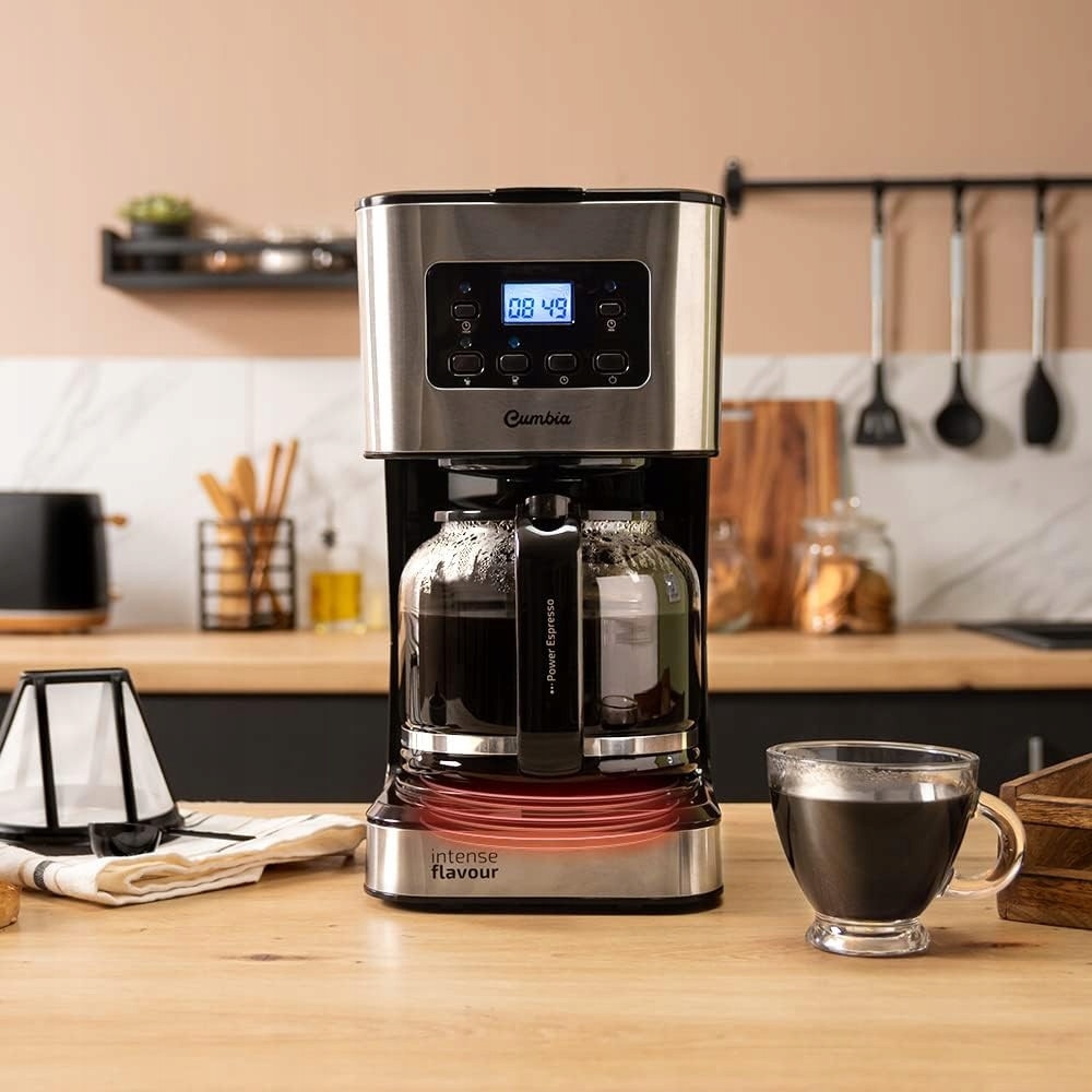 Cafetiere programabila Cecotec, 1,5L, inox, functie AutoClean, ecran LCD