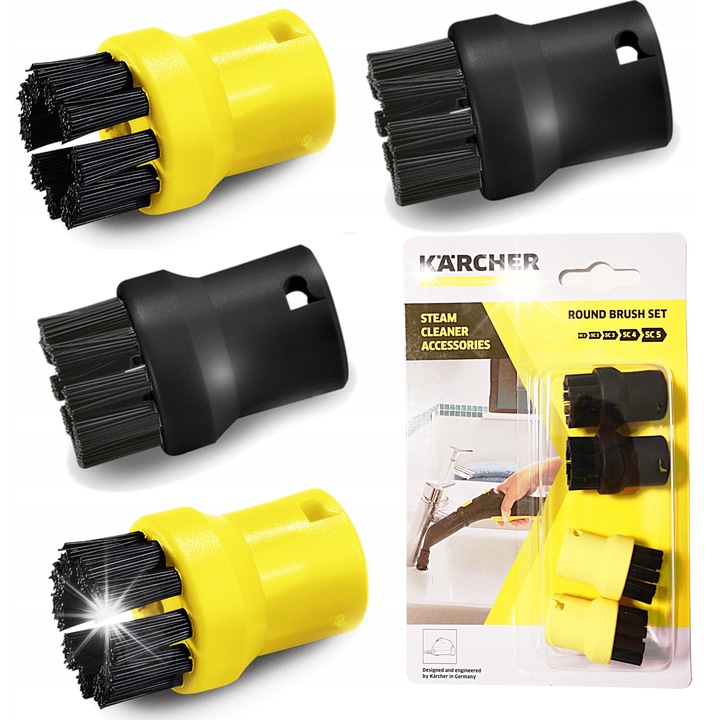 Set 4 perii rotunde Karcher, 2 negre si 2 galbene, 40x26x26mm