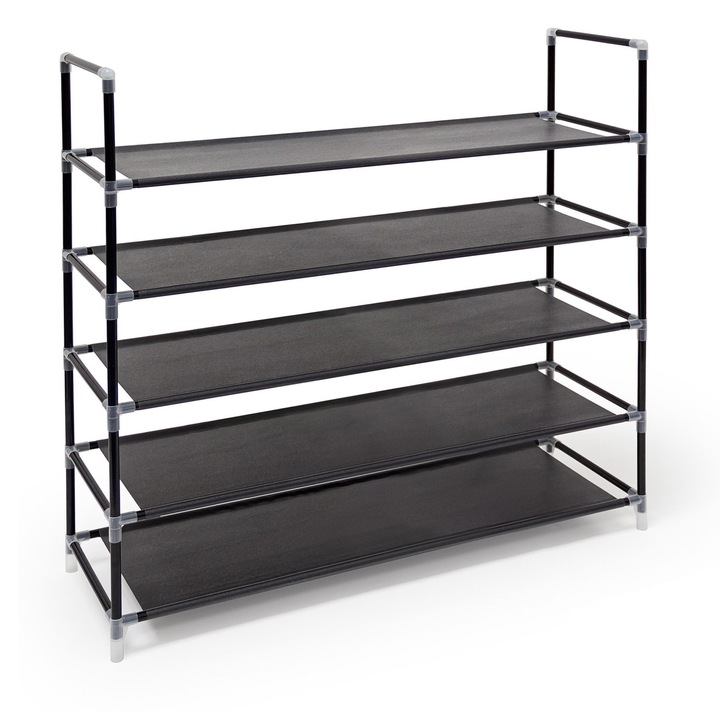 Cipőtartó állvány, Relaxdays, 20 pár, mérete 90,5x87x29,5cm, fém, fekete