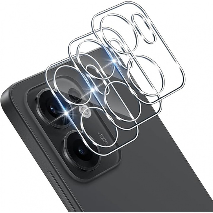 Комплект от 2 фолиа за защита на камерата от закалено стъкло за OPPO Reno 13F 5G / Reno 13FS 5G, прозрачни, против надраскване, дебелина 0.33 мм