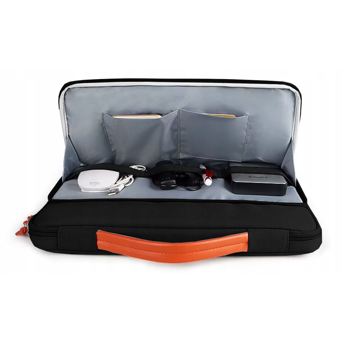 Geanta laptop DKM, 15,6 inch, impermeabila, cu multiple compartimente, culoare neagra, dimensiuni 38,5x29,5x3,5 cm
