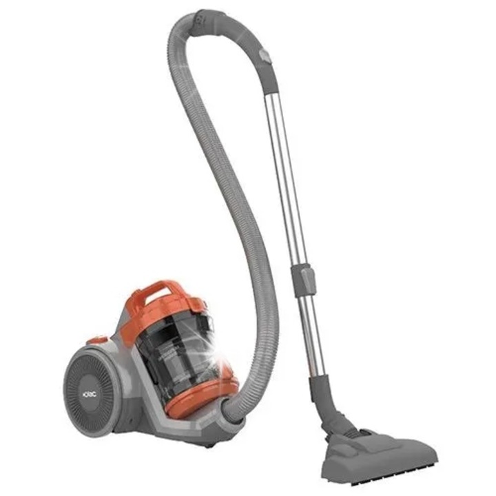 Aspirator fara sac, Solac, AS3266, 800W, 2.5 L, filtrare HEPA, maner ergonomic, Gri / Portocaliu