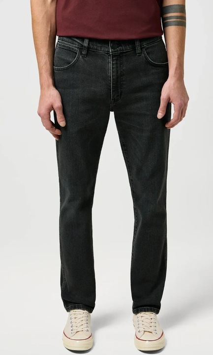 Blugi barbati Wrangler Larston Ash, bumbac/elastan, negru