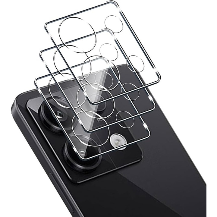 Set 2 Folii Protectie Camera pentru Xiaomi Redmi Note 13 5G, Sticla Securizata, Transparenta, Grosime 0.33mm