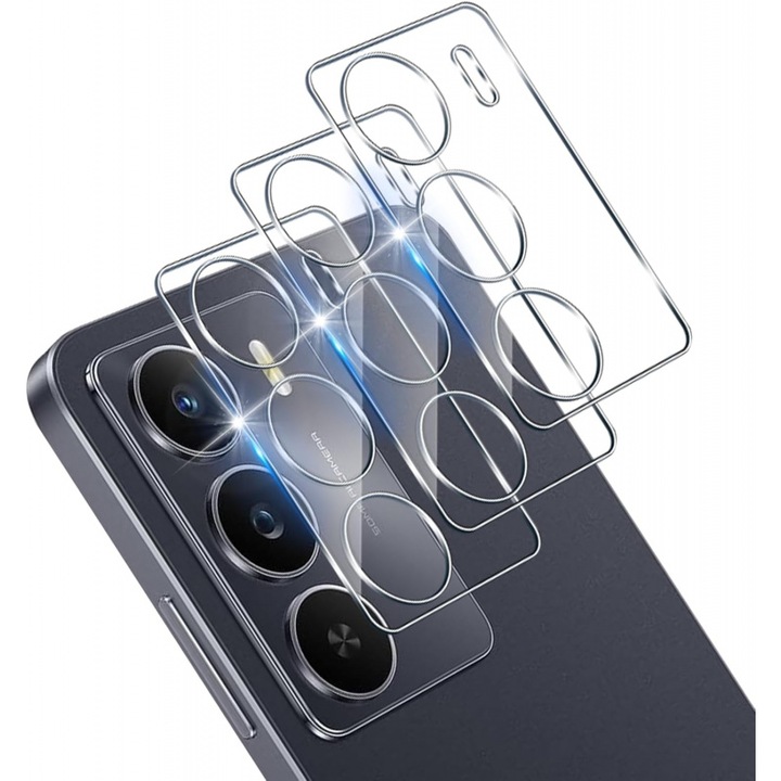 Защитно фолио за обектив на камера, 2 броя, закалено стъкло, прозрачно, 0.33мм, Realme 14X 5G