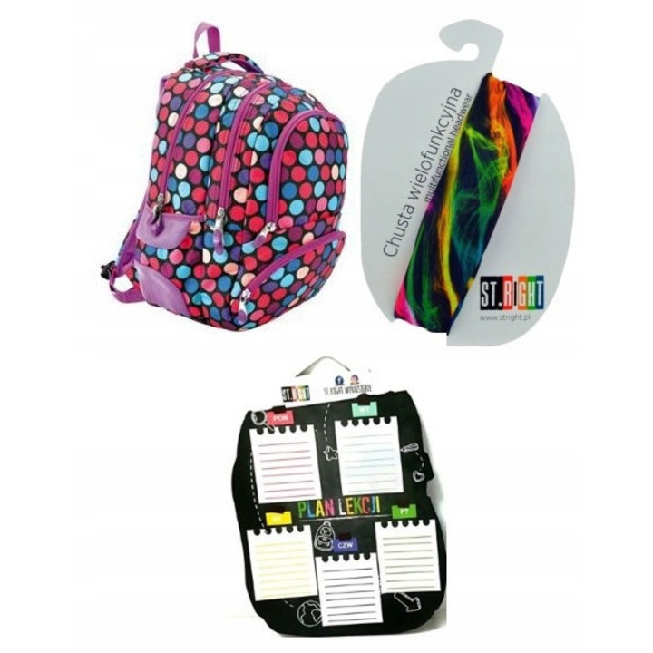 Rucsac Scolar ST.REET DOTS 1+Bandana+Plan Lectii