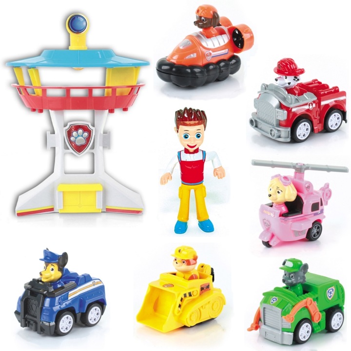 Set jucarii Paw Patrol, 6 vehicule si figurine, multicolor, 3 ani