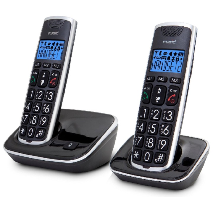 Telefon DECT FYSIC FX6020, set de doua, butoane mari, afisaj clar, ergonomic