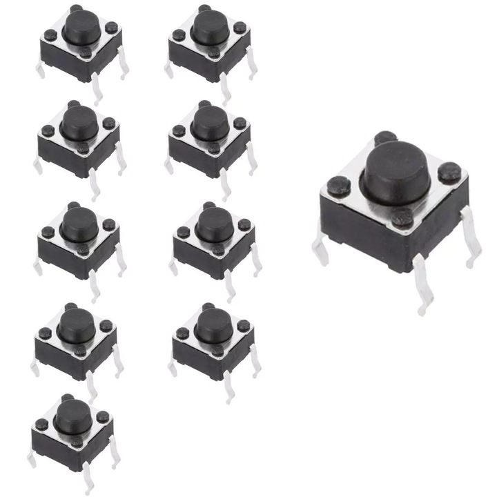 10 X Microintrerupator Cu Telecomanda Mik20 Dimensiuni Corp: 6, 0 Mm X 6, 0 Mm, Inaltime Buton: 8, 0 Mm