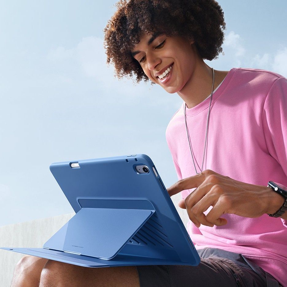 Tablete iPad 2025 11 inch (iPad 11) - Carcasă inteligentă ESR FLIP HYBRID albastră, cu suport pentru creion