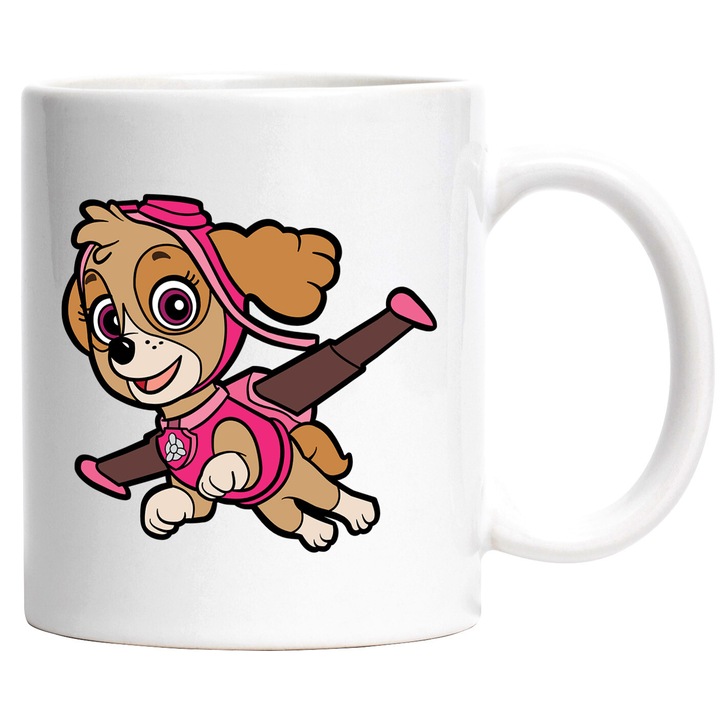 Cana Cu Patrula Catelusilor Skye Zborul Curajos, Aventura si Prietenie Inaltatoare, Joaca si Distractie, Ceramica, 330ML, Cu Maner si Interior Alb