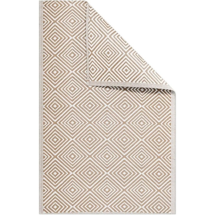 Covor pentru exterior JEMIDI, 120x180cm, polipropilena, rezistent la intemperii, usor de curatat, pentru balcon/terasa, Maro deschis