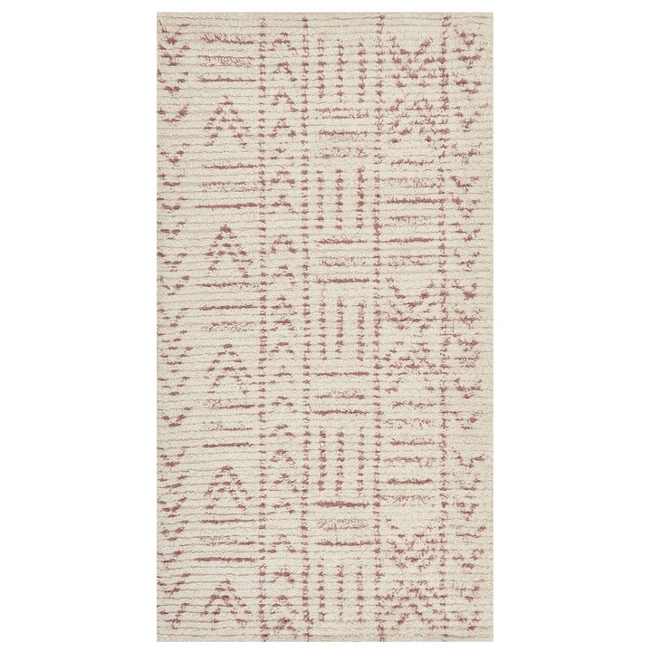 Covor din bumbac Bej și Roz Edirne, geometric, 80x150cm