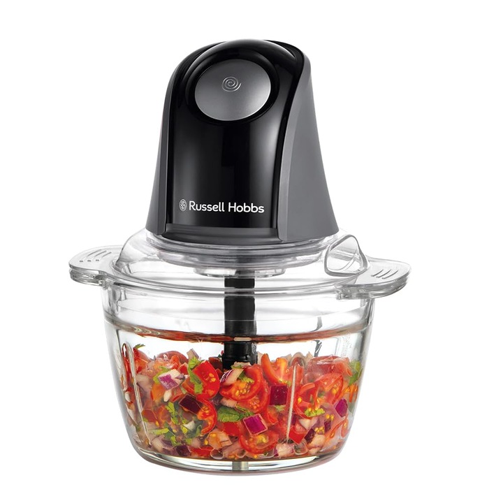 Robot de Bucătărie Electric Russell Hobbs Mini Tocator, 1L, 350W, 2 Viteze, Carbune Mat