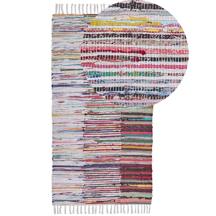 Covor bumbac Mersin multicolor 80x150cm, stil boho, dreptunghiular