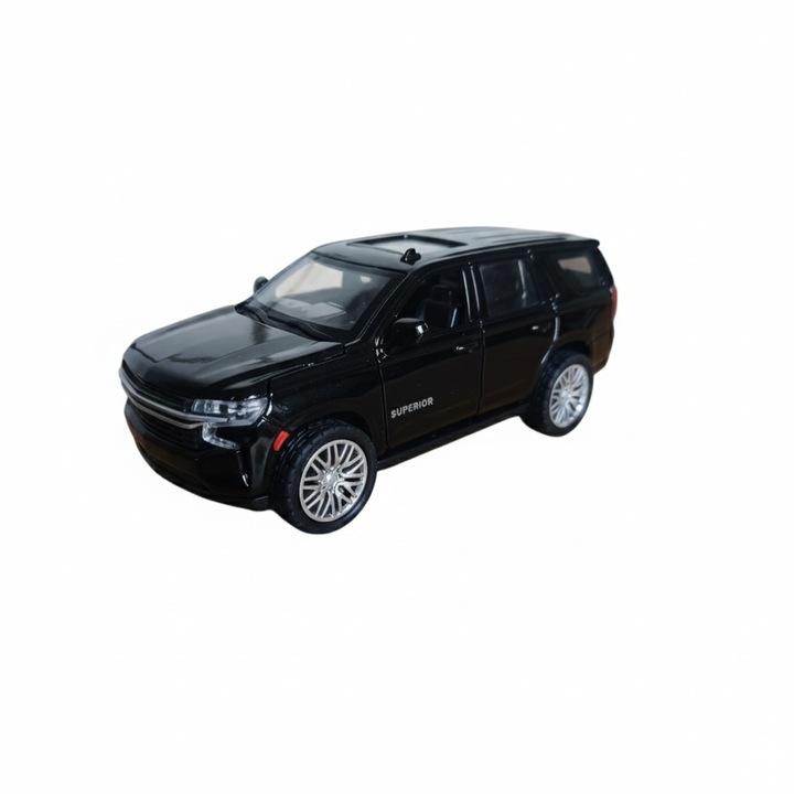 Masina Toyota Land Cruiser 300 Series, Macheta Metalica, Turnata Sub Presiune, Scara 1:32, Lumini Si Sunete, Deschidere Usi, Portbagaj, Capota, Plafoniera, Mecanism Arc, Vision XXI, 12 cm, Neagra