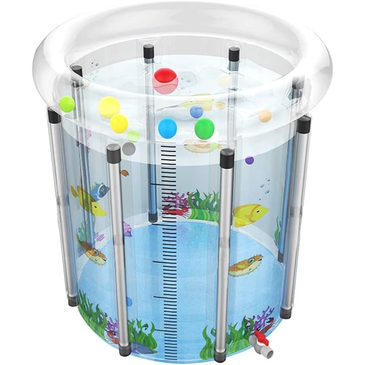 Надуваем басейн за деца и бебета с включена помпа – Външен басейн за двор, градина и игра на открито, както и за закрито (70x70 см)