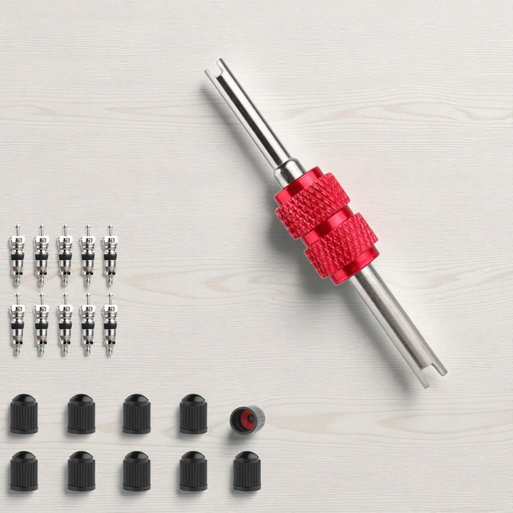 Kit de service 10 ventile + 10 capace, completat cu unealta precisa pentru montaj/demontaj