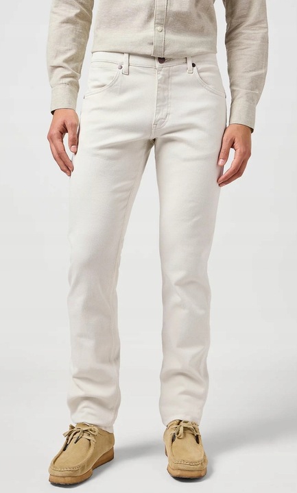 Blugi barbati Wrangler Greensboro, bumbac/elastan, alb