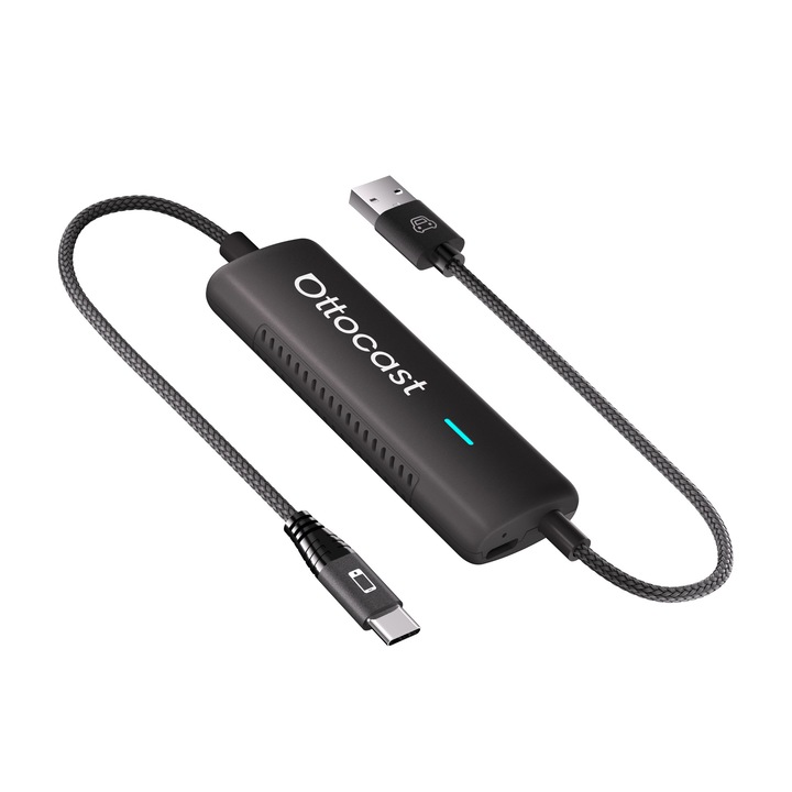 Adaptor CarPlay Wireless Ottocast Mirror Touch control tactil bidirectional, Plug & Play, Negru