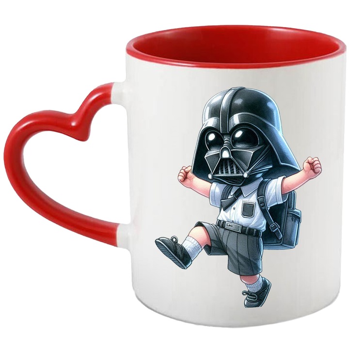 Cana Cu Star Wars – Fluturi Magici Pixel Curajosi Pixel Vesel – Prietenie, Emotie si Aventura, Ceramica, 330ML, Cu Maner Inima Rosie si Interior Rosu