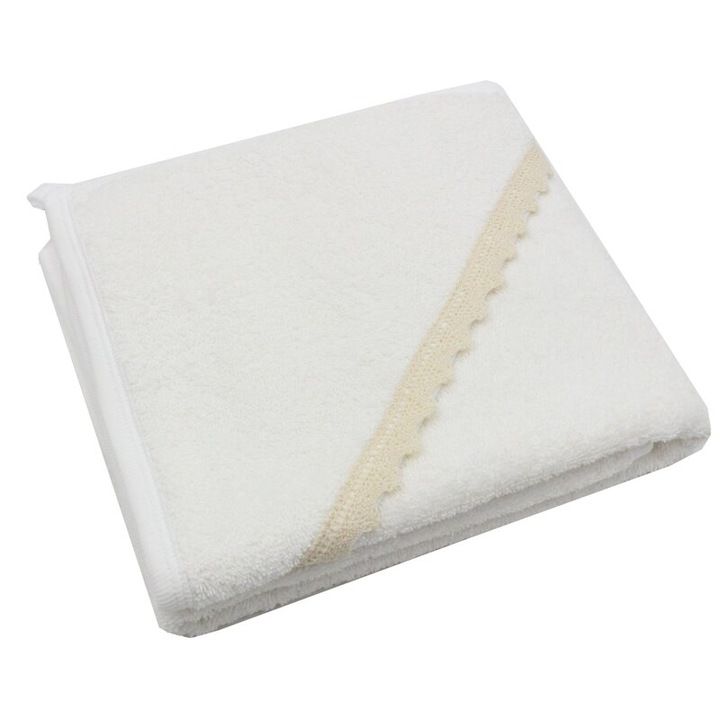 Prosop cu gluga, Olivia, bumbac, crem, 80 x 90 cm