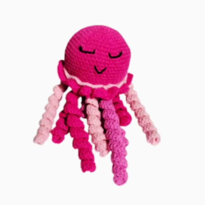 Meduza crosetata, din bumbac, hipoalergenica, fucsia