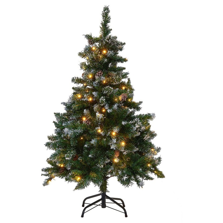Brad de Craciun cu LED si aspect inghetat 120 cm verde Palomar