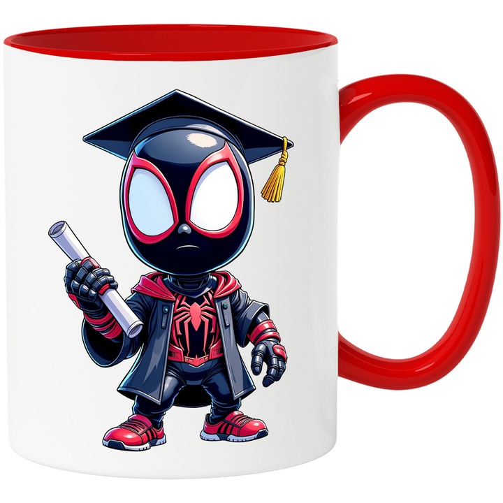 Cana Cu Miles Morales – Umbrele Rosii – Lumea In Care Curajul Straluceste, Ceramica, 330ML, Cu Maner si Interior Rosu