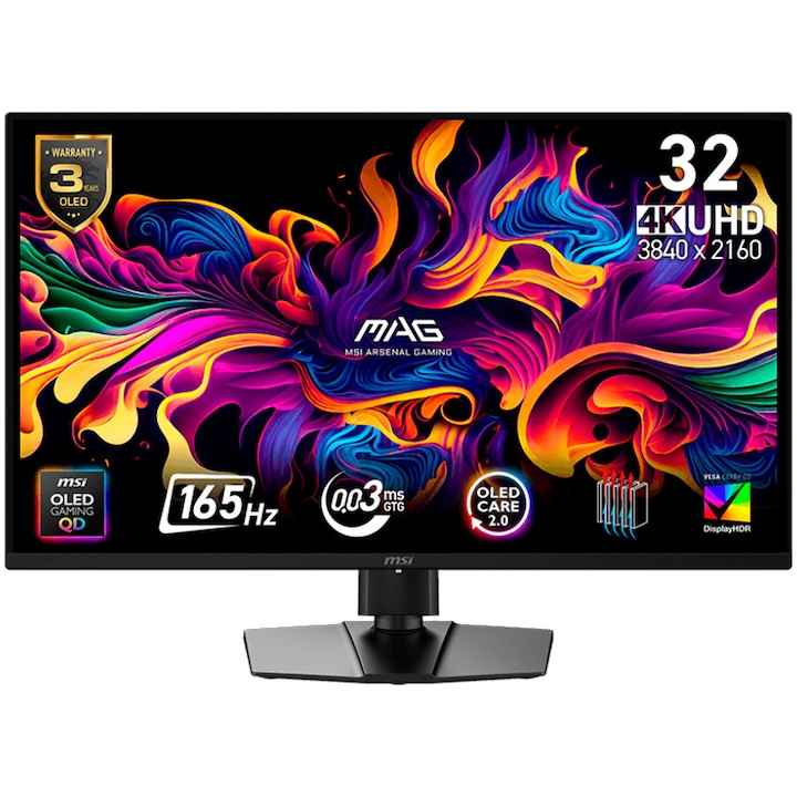 Монитор MSI MAG 322UP QD-OLED E16, 31.5", QD-OLED, 3840x2160, USB Type-C с DisplayPort ф-я, 1 x Audio Out, 2 x HDMI 2.1, 1 x DisplayPort 1.4a