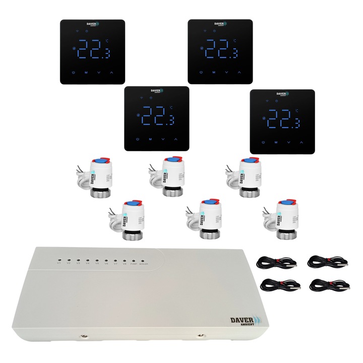 SMART SQUARE automatizálási csomag padlófűtéshez, 4 zónás, Daver