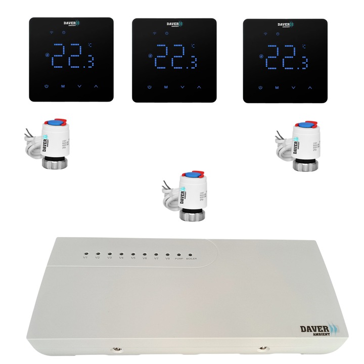 SMART SQUARE automatizálási csomag elosztós fűtéshez 3 zónával, Daver