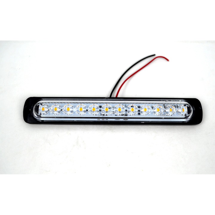 LED блиц, 12 диода, флаш светлина, стъкло прозрачен, жълт, 1 брой