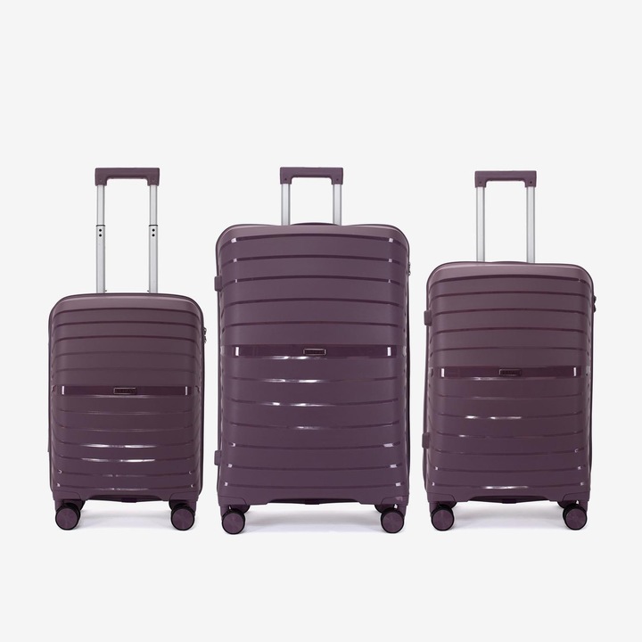 Комплект куфари KREAL Hawaii, Шифър, Полипропилен, Лилав, 75x47x31 см, 3 броя