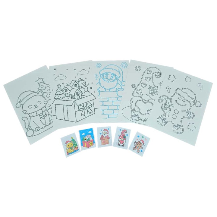 SET 5 desene cu nisip colorat - Poveste de Craciun