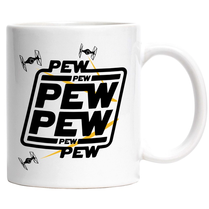 Cana Cu Star Wars – Inima Aventurii Pixelata Vesela – Aventura, Copii si Distractie, Ceramica, 330ML, Cu Maner si Interior Alb