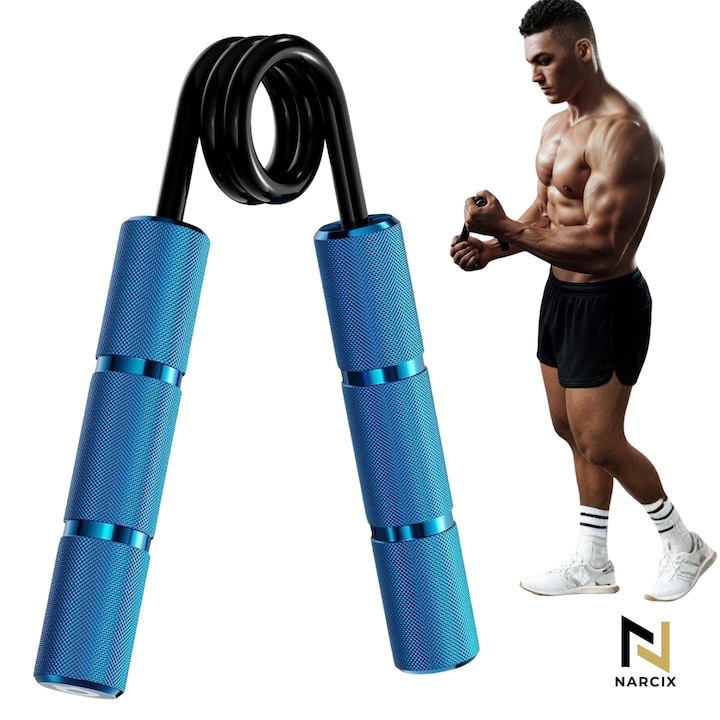 FLEXOR FITNESS 75KG, Otel Inoxidabil, Manere Antialunecare, Dezvolta Masa Musculara a Antebratului, Ideal pentru Antrenamente Sportivi, Albastru