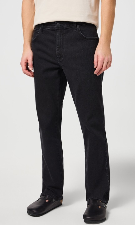 Blugi barbati Wrangler Authentic Straight Pressure, bumbac/elastan, negru