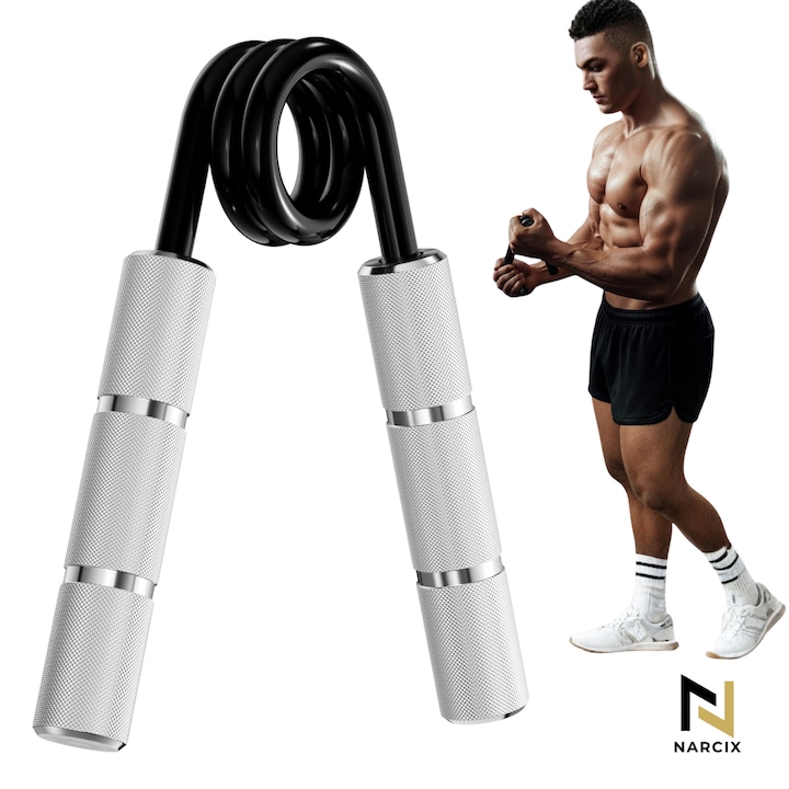 FLEXOR FITNESS 50KG, Otel Inoxidabil, Manere Antialunecare, Dezvolta Masa Musculara a Antebratului, Ideal pentru Antrenamente Sportivi, Gri