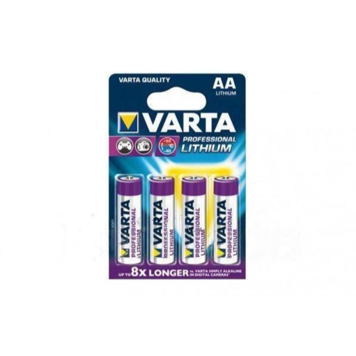 Baterie litiu Varta LR06 profesional 1, 5V, set 4 x AA, durată extinsă de viață, rezistentă la temperaturi extreme