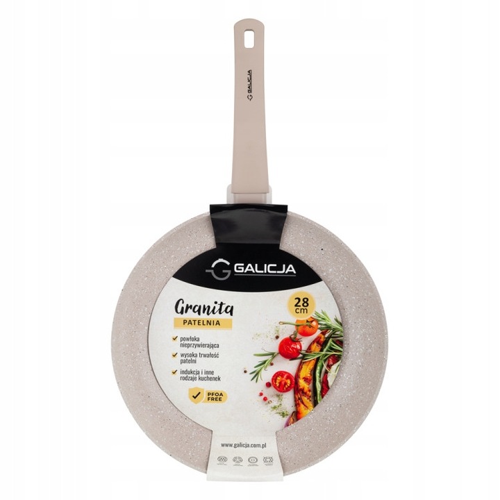 Тенджера Гранита Галисия, 28 см, незалепващо покритие, бежова, алуминий
